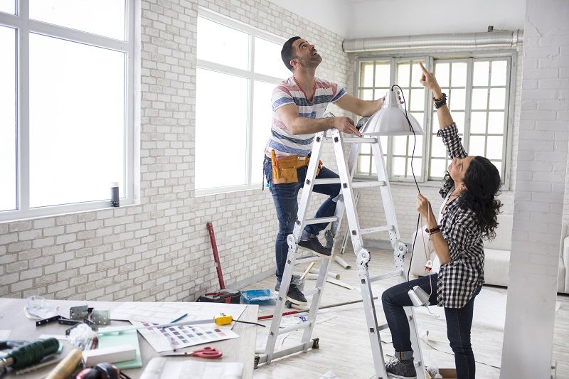 Couple renovating their apartment